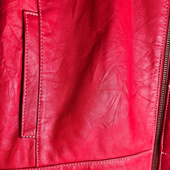 Red leather jacket by Chico’s in size 1 (Medium) - Picture 3 of 7